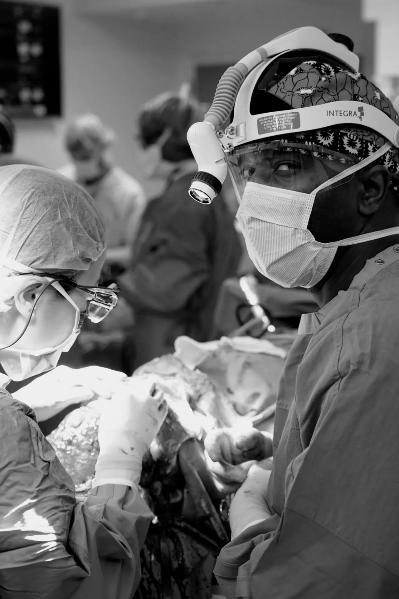Surgical care and research in an operating room.